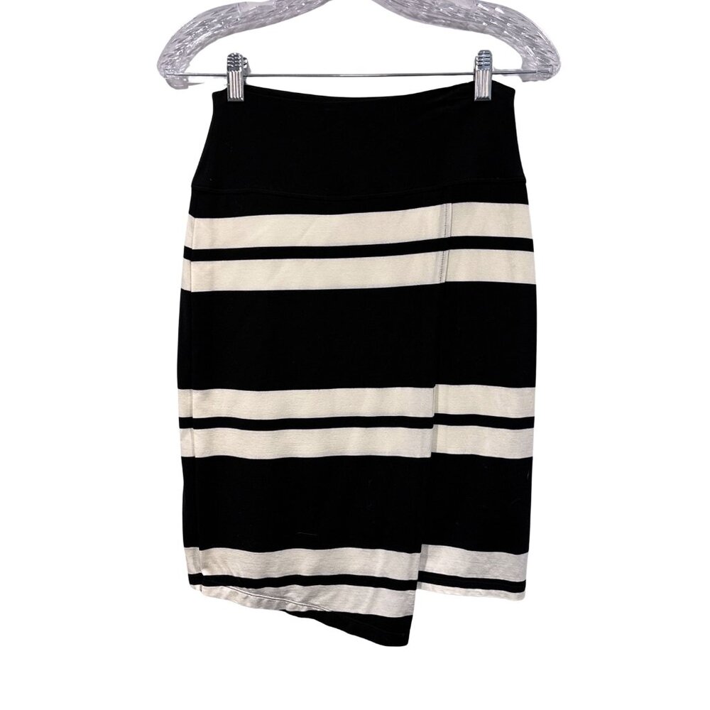 Vintage Athleta Black/White Faux Wrap Skirt | Asymmetrical | SizeXS | FullyLined